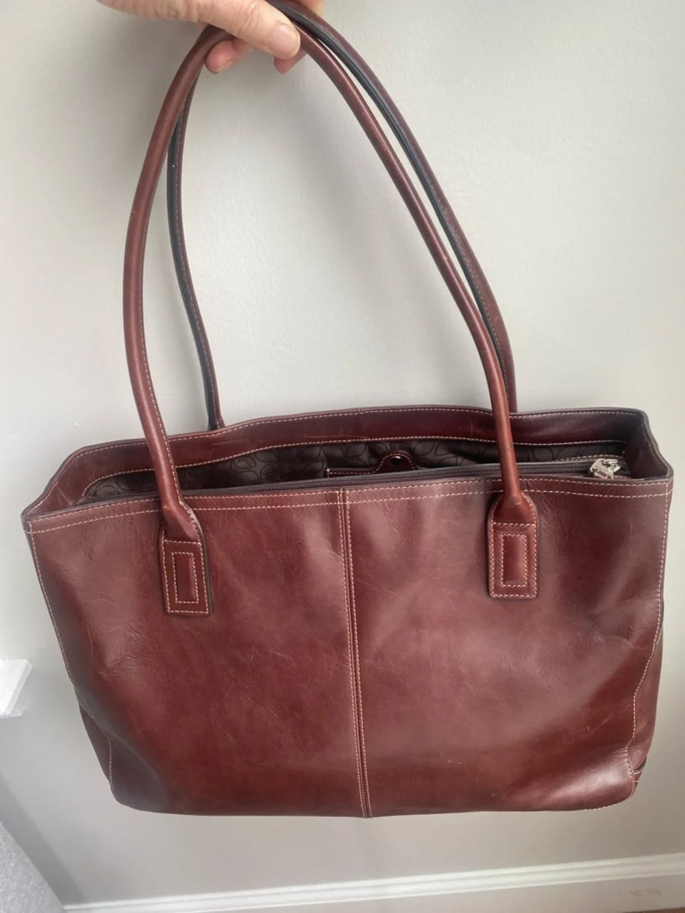 Fossil brown leather business shoulder bag long live vintage since 1954